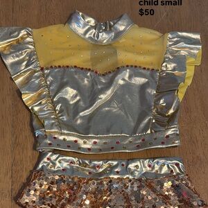 Girls Sparkle Gold and Yellow Sequin Dance Costume